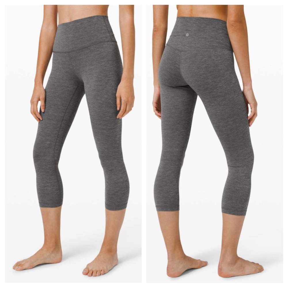 Lululemon Align Crop 21" Heathered Black Leggings Nulu Buttery Soft Stretch Grey